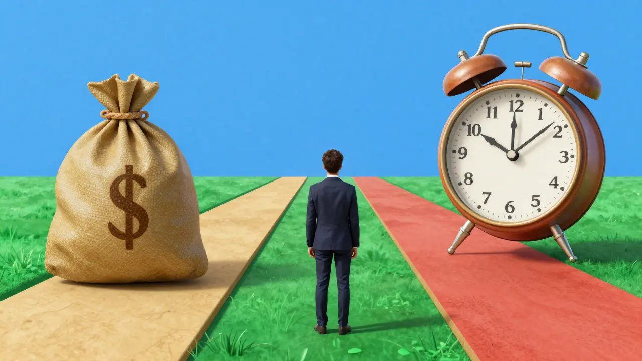 Person choosing between cost-effective and non-drowsy drug options