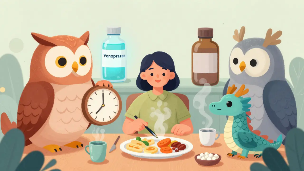 Spirit animals guiding healthy eating and medication timing in Alebrije style