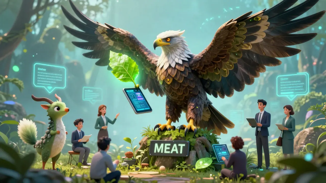 Alebrije eagle evaluating bids with sustainability and digital tools